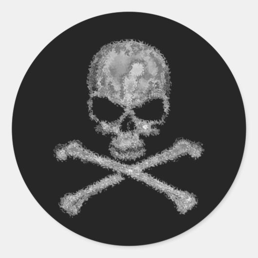 Cooler schwarzer Schädel und Kreuzknochen Runder Aufkleber (Vorderseite)