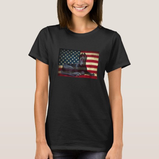 Cooler Schwarzer Schäfer mit Fahne T-Shirt (Vorderseite)