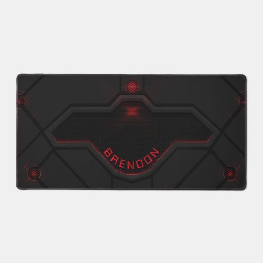 Cooler schwarzer und roter futuristischer Spielhin Schreibtischunterlage (Vorderseite)