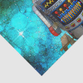 Cooler sci fi Retro Spielroboter blauer Galaxie Ge Seidenpapier (Ausschnitt)