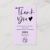 Cooler Script-Lavendel-Auftrag Vielen Dank Visitenkarte (Vorderseite)