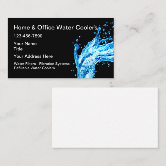 Cooler Service von Zuhause oder Office Water Visitenkarte (Vorne/Hinten)