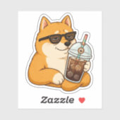 Cooler Shiba Inu Eiskaffee Ästhetik Aufkleber (Blatt)