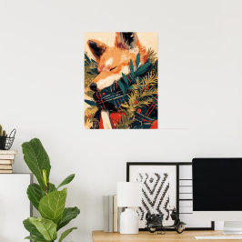 Cooler Shiba Inu im Weihnachtswinter Poster
