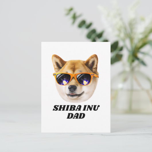 Cooler Shiba Inu Vater mit Brillen Vatertag Postkarte (Stehend Vorderseite)