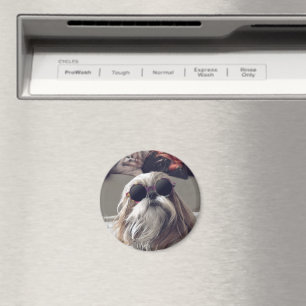 Cooler Shih Tzu Langhaar Vintage Sonnenbrille Foto Magnet