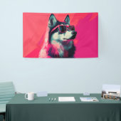 Cooler Siberian Husky-Hund mit Sonnenbrille Banner (Messeveranstaltung)