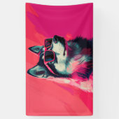 Cooler Siberian Husky-Hund mit Sonnenbrille Banner (Vertikal)
