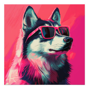 Cooler Siberian Husky-Hund mit Sonnenbrille Fotodruck