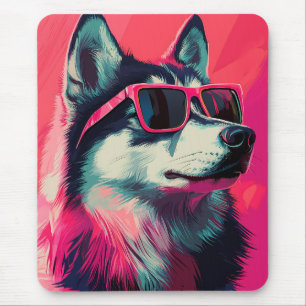 Cooler Siberian Husky-Hund mit Sonnenbrille Mousepad