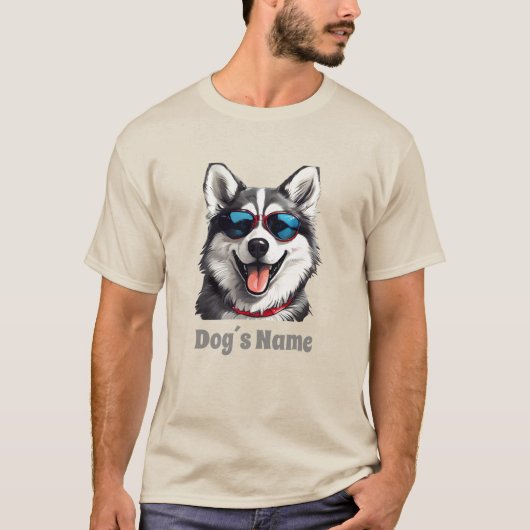 Cooler sibirischer Husky mit Sonnenbrille T-Shirt (Vorderseite)