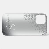 Cooler Silber-Glitzer-Diamanten-Monogramm Case-Mate iPhone Hülle (Rückseite (Horizontal))
