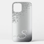 Cooler Silber-Glitzer-Diamanten-Monogramm Case-Mate iPhone Hülle (Rückseite)