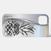 Cooler Silber Glitzer Metallische Ananas Tropisch Case-Mate iPhone Hülle (Rückseite (Horizontal))