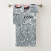 Cooler Silver Glitzer Bokeh, Imitate Lashes Badhandtuch Set (Insitu)