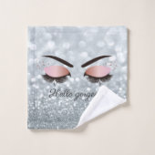 Cooler Silver Glitzer Bokeh, Imitate Lashes Badhandtuch Set (Waschlappen)