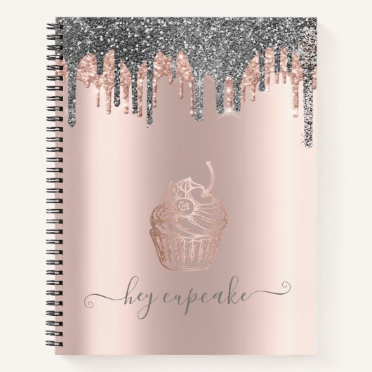 Cooler Silver Glitzer Tropfen Rose Goldkuchen Notizblock (Vorderseite)