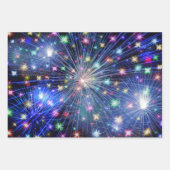 Cooler Silvester Farbenfrohe Feuerwerke im Schwarz Geschenkpapier Set (Vorderseite 2)