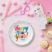 Cooler Silvester Farbiger Regenbogen-Pinselstrich Pappteller (Party)