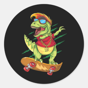 Cooler Skateboard-Dinosaur Skater Dabbing T Rex S Runder Aufkleber