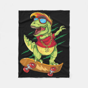 Cooler Skateboarding-Dinosaur-Skater-Dabbing-T-Rex Fleecedecke
