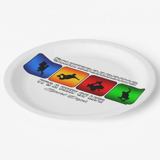 Cooler Skateboarding ist es eine Lebensart Pappteller (Schrägansicht)