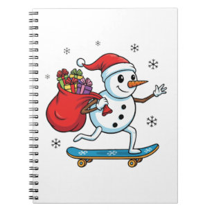 Cooler Skateboarding Schneemann Lustiger Weihnac Notizblock