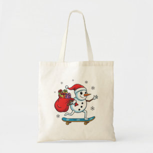Cooler Skateboarding Schneemann Lustiger Weihnac Tragetasche