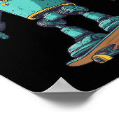 Cooler Skaten-Roboter mit Skateboardkostüm Poster (Ecke)