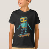 Cooler Skaten-Roboter mit Skateboardkostüm T-Shirt (Vorderseite)
