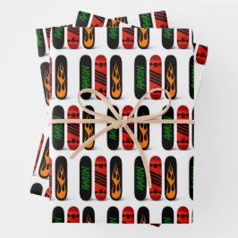 Cooler Skater Skateboard Personalisiert Geschenkpapier Set