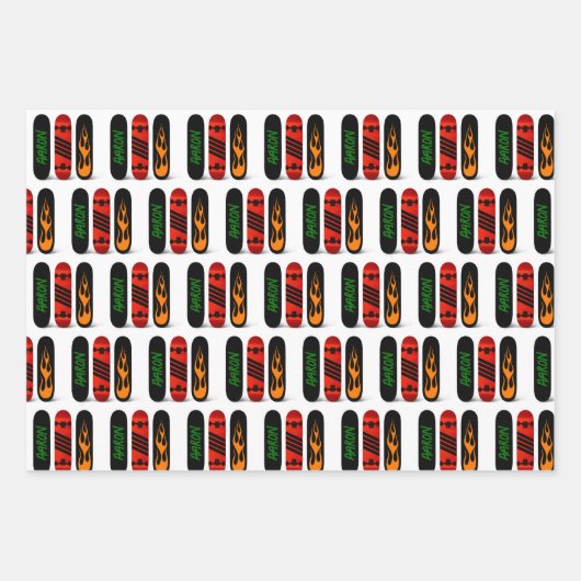 Cooler Skater Skateboard Personalisiert Geschenkpapier Set (Vorderseite)