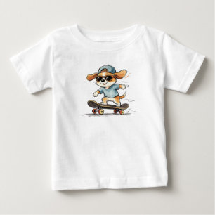 Cooler Skater-Welpe mit Sonnenbrille und Kappe G Baby T-shirt