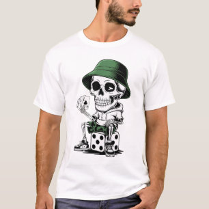 Cooler Skeleton-Würfelspieler – Streetwear-Stil T-Shirt