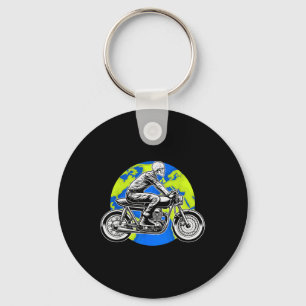 Cooler Skelettfahrtag auf dem Motorrad-Erd Rett Schlüsselanhänger