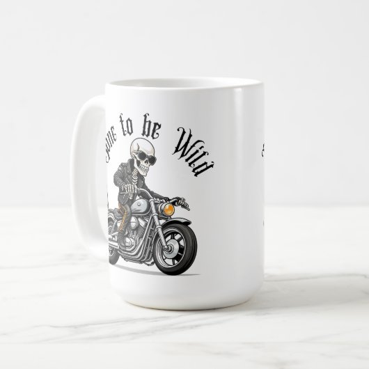 Cooler Skelettknochen für Wildfahrten mit einem Mo Kaffeetasse (Vorderseite Links)