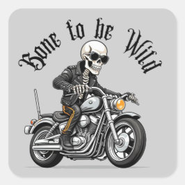 Cooler Skelettknochen für Wildfahrten mit einem Mo Quadratischer Aufkleber