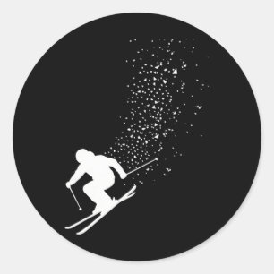 Cooler Skifahrer Wintersport Fan Bergskifahren Lie Runder Aufkleber