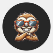 Cooler Sloth Sungles Summer Cartoon Runder Aufkleber (Vorderseite)
