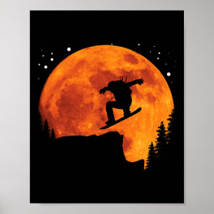 Cooler Snowboard Snowboarder Cliff springt zum Mon Poster