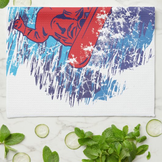 Cooler Snowboarder Geschirrtuch (Gefaltet)