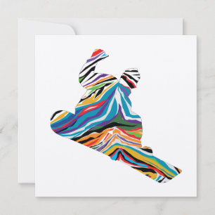 Cooler Snowboarder in einem psychedelischen Zebrad Mitteilungskarte