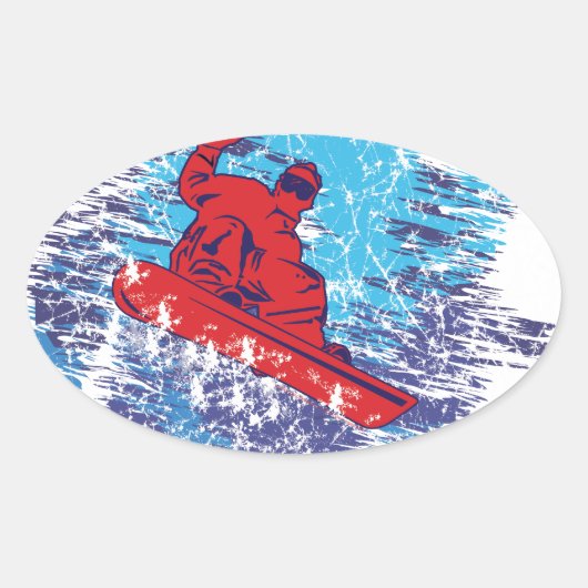 Cooler Snowboarder Ovaler Aufkleber (Vorderseite)
