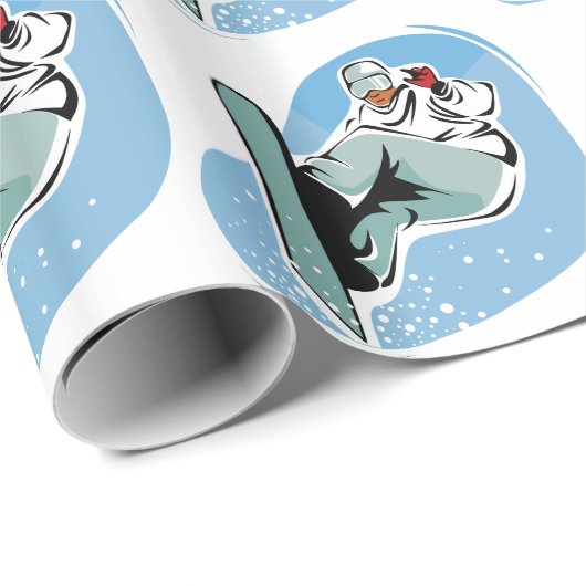 Cooler Snowboarding-Mann Geschenkpapier (Rolleneckpunkt)