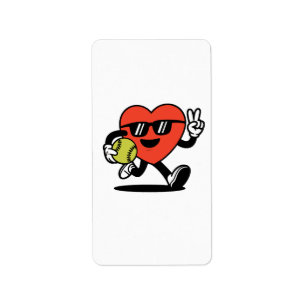 Cooler Softball-Sticker für Herz und Nieren - Spaß Adressaufkleber