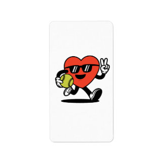 Cooler Softball-Sticker für Herz und Nieren - Spaß Adressaufkleber