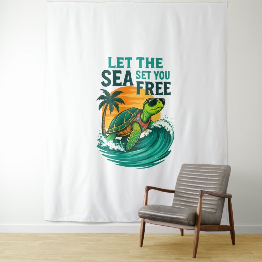 Cooler Sommer - Meeresschildkröten Wandteppich (Beispiel)