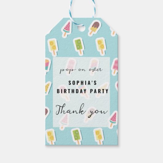 Cooler Sommer Popsicle Geburtstag Geschenkanhänger (Vorderseite)
