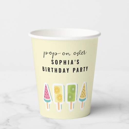 Cooler Sommer Popsicle Geburtstag Pappbecher (Rückseite)