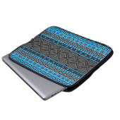 Cooler Sommer trendiger Neon Blau Schwarz Aztec Laptopschutzhülle (Vorne Knopf)